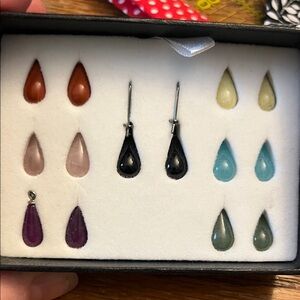 Elegant Multi-Color Teardrop Earrings Set